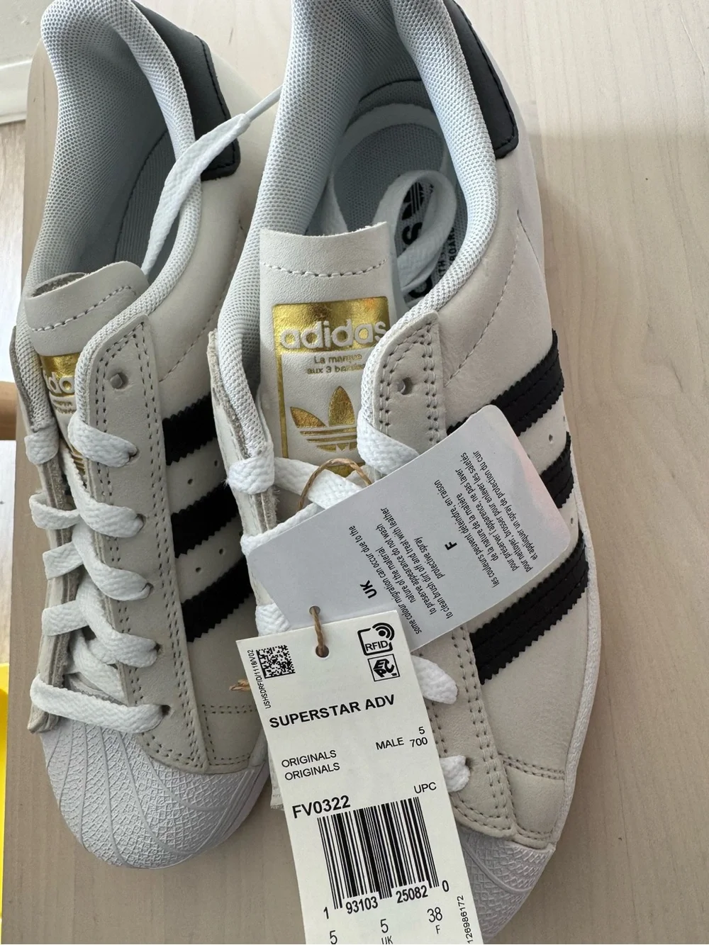 adidas Originals Superstar ADV White with Black Stripes and Gold Accents